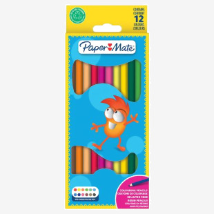 Paper Mate Childrens Colouring Pencils Pre-Sharpened Coloured Pencils Assorted Colours (Pack 12) 2166490 11171NR