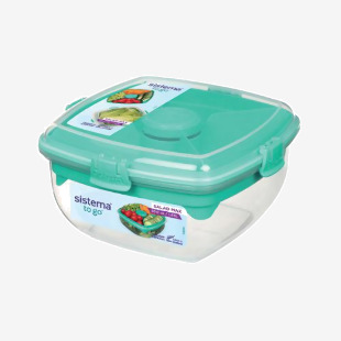 Sistema Salad Max to Go Coloured Clip 1.63L Clear 21357 SIS21357