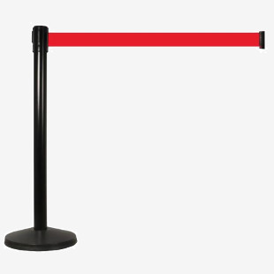 SECO Retractable 2m Post Black with Red Tape - RTPOSTBLACK 24954SS