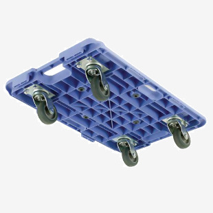 Slingsby Silentmaster Interconnecting Plastic Dolly With Integral Handle Stackable 150Kg Capacity L600 x W400 x H120mm Blue - 360660 47529SL