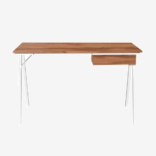 Nautilus Designs Tyrol Compact Workstation with Suspended Underdesk Drawer Walnut Finish White Frame - BDWI201WH-WN 41950NA