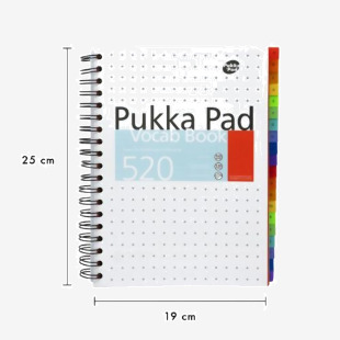 Pukka Pads Vocab Book B5 190 x 250mm Wirebound 520 Word A-Z Multicoloured Dividers White - 9599-VOC 26872PK