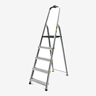 Slingsby Aluminium 5 Tread Platform Step Ladder (Platform Sits 980mm Above The Floor) 150Kg Capacity - 405007 47627SL