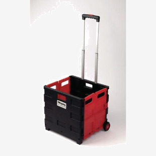 Slingsby Folding Box Trolley with Telescopic Handle 35Kg Capacity W380 x D430 x H410 (Open) BlackRed - 418972 47508SL