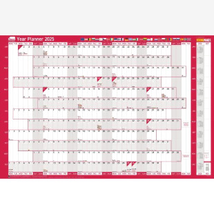 Sasco 2025 EU Year Wall Planner 915W x 610mmH With Wet Wipe Pen & Sticker Pack Unmounted - 2410247 49699AC