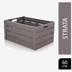 Strata Grey Wood Effect Folding Crate 60 Litre NWT5341