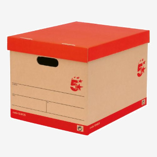 5 Star Office Storage Box with Lid Self-Assembly Kraft 321x392x291mm RedBrown (Pack of 10) FS924820