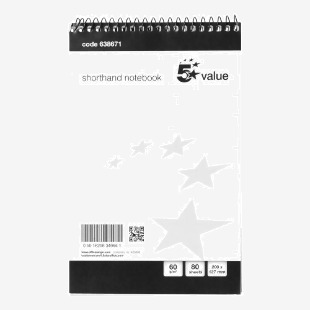 5 Star Value Shorthand Pad Wirebound 60gsm Ruled 160pp 127x200mm BlackWhite (Pack of 10) FS638671