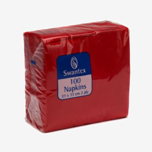 ValueX Napkins 2 Ply 330x330mm Red (Pack 100) - 0502015 85075CP