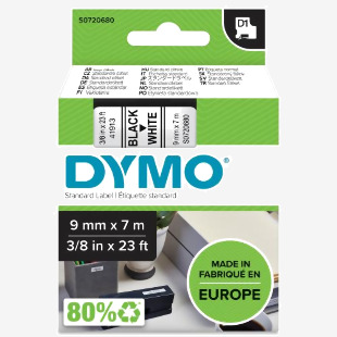 Dymo D1 Label Tape 9mmx7m Black on White - S0720680 75590NR