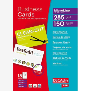 Decadry MicroLine Business Card 10 Per Sheet 285gsm Bright White (Pack 150) - OCB3261 74470PL