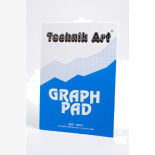 Technik Art A4 Graph Pad 1 and 5 and 10mm Blue Lines 70gsm 40 Sheets WhiteBlue Gridded Paper XPG1Z 66756EX