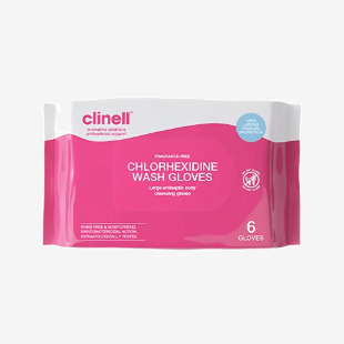 Clinell Chlorhexidine Wash Gloves Fragrance Free (Pack of 6) CHGWGL6FF CL54373