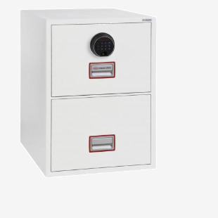 Phoenix Vertical Fire File 2 Drawer Filing Cabinet Finger Lock White FS2252F 57821PH