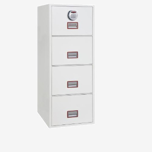 Phoenix Vertical Fire File 4 Drawer Filing Cabinet Electronic Lock White FS2254E 57814PH