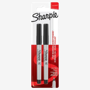 Sharpie Permanent Marker Ultra Fine Tip 0.5mm Line Black (Pack 2) - 1985878 57002NR