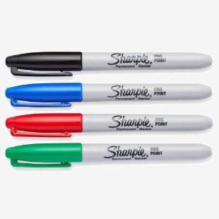 Sharpie Permanent Marker Fine Tip 0.9mm Line Assorted Standard Colours (Pack 4) - 1985858 56722NR