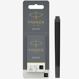 Parker Quink Long Ink Refill Cartridge for Fountain Pens Black (Pack 5) - 1950402 56561NR