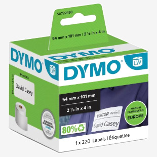 Dymo LabelWriter Shipping Label or Name Badge 54x101mm 220 Labels Per Roll White - S0722430 55854NR