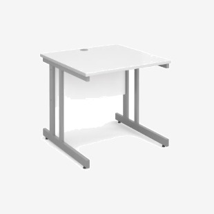 Momento straight desk 800mm x 800mm - silver cantilever frame, white top MOM8WH