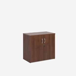 Universal double door cupboard 740mm high with 1 shelf - walnut R740DW