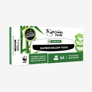 Cheeky Panda Sustainable Plastic-Free Bamboo BALSAM Flat Facial Tissues 64 Sheets Per Pack (Pack 12) - BALSTX12 53045CY