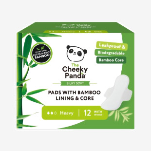 Cheeky Panda FSC Sanitary Pads With Bamboo Lining & Core Heavy (Pack 12) - SPADS290MM 56720CY