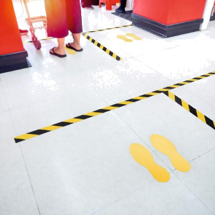 Durable Adhesive Feet Floor Sign Safety Foot Stickers - 5 Pairs - Yellow 