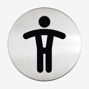 Durable Adhesive Mens WC Symbol Bathroom Toilet Sign - Stainless Steel - 83mm 490523