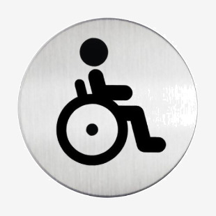 Durable Adhesive Disabled WC Symbol Bathroom Toilet Sign - Stainless Steel 490623