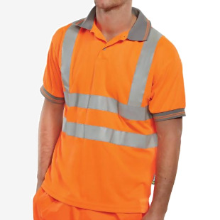 Beeswift High Visibility Short Sleeve Polo Shirt Orange L BSW01168