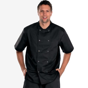 Beeswift Chefs Short Sleeve Jacket with Stud Fastening Black M BSW01086