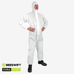 Beeswift CN4013E Disposable Coverall Anti-Static Type 5/6 White L BSW35916