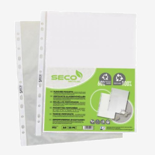 SECO ECO Biodegradable Multi Punched Pocket Polypropylene A4 50 Micron Top Opening Clear (Pack 100) - PP50 50828SS