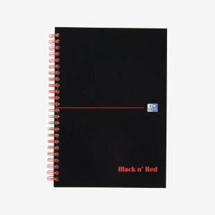 Black n Red Notebook Wirebound A5 Hardback A-Z Indexed Ruled 140 Pages 100080194 20021HB