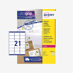 Avery Laser Address Label 63.5x38.1mm 21 Per A4 Sheet White (Pack 840 Labels) L7160-40 44104AV