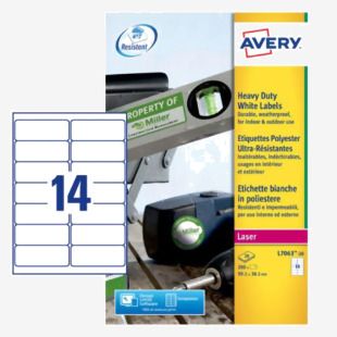 Avery Laser Heavy Duty Label 99x38mm 14 Per A4 Sheet White (Pack 280 Labels) L7063-20 44020AV