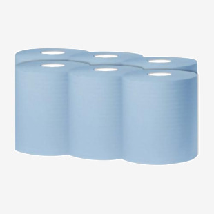 2Work 1-Ply Centrefeed Roll 300m Blue (6 Pack) KF03803 KF03803