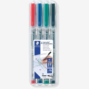 Staedtler Lumocolor OHP Pen Non-Permanent Medium 1.0mm Line Assorted Colours (Pack 4) - 315WP4 33205TT