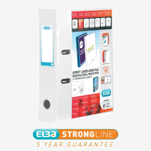 Elba Strongline Lever Arch File with Front Pocket PVC A4 70mm Spine Width White 100080894 19433HB