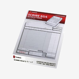 Twinlock Scribe 654 Sales Receipt 2 Part Sheets (Pack 100) 71295 26709AC