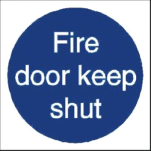 SECO Mandatory Safety Sign Fire Door Keep Shut Self Adhesive Vinyl 100 x 100mm - M014SAV-100X100 50870SS