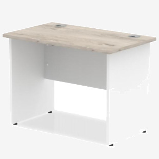 Impulse Straight Office Desk W1000 x D600 x H730mm Panel End Leg Grey Oak Finish White Frame - TT000148 16673DY