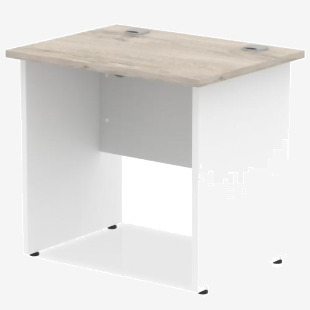 Impulse Straight Office Desk W800 x D600 x H730mm Panel End Leg Grey Oak Finish White Frame - TT000147 16666DY