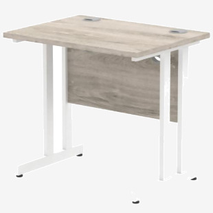 Impulse 800 x 600mm Straight Desk Grey Oak Top White Cantilever Leg I003061 62941DY