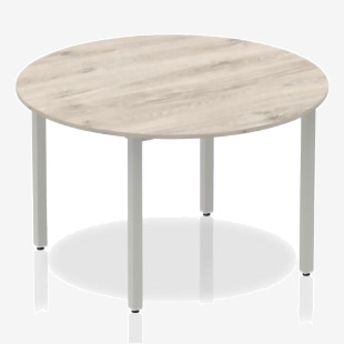 Impulse 1200mm Circle Table Grey Oak Top Silver Box Frame Leg I003258 82713DY