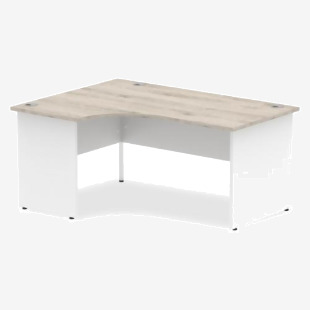 Impulse Left Crescent Office Desk W1600 x D1200 x H730mm Cable Managed Leg Grey Oak Finish White Frame - TT000161 16736DY