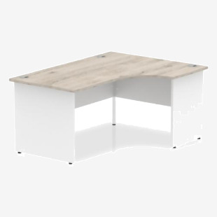 Impulse Right Crescent Office Desk W1600 x D1200 x H730mm Cable Managed Leg Grey Oak Finish White Frame - TT000162 16743DY