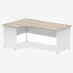 Impulse Left Crescent Office Desk W1800 x D1200 x H730mm Cable Managed Leg Grey Oak Finish White Frame - TT000163 16750DY