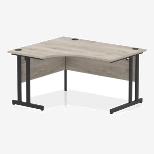 Dynamic Impulse W1400 x D1200800 x H730mm Left Hand Crescent Desk With Cable Management Ports Cantilever Leg Grey Oak Finish Black Frame - MI003347 43091DY